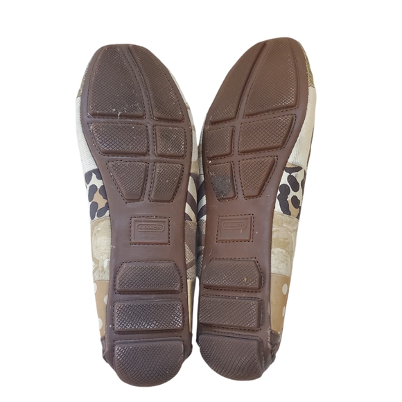 Coach Jessie Monogram Patchwork Loafer Flats Shoes Slip On Size 8.5 Brown Tan - Picture 4 of 7